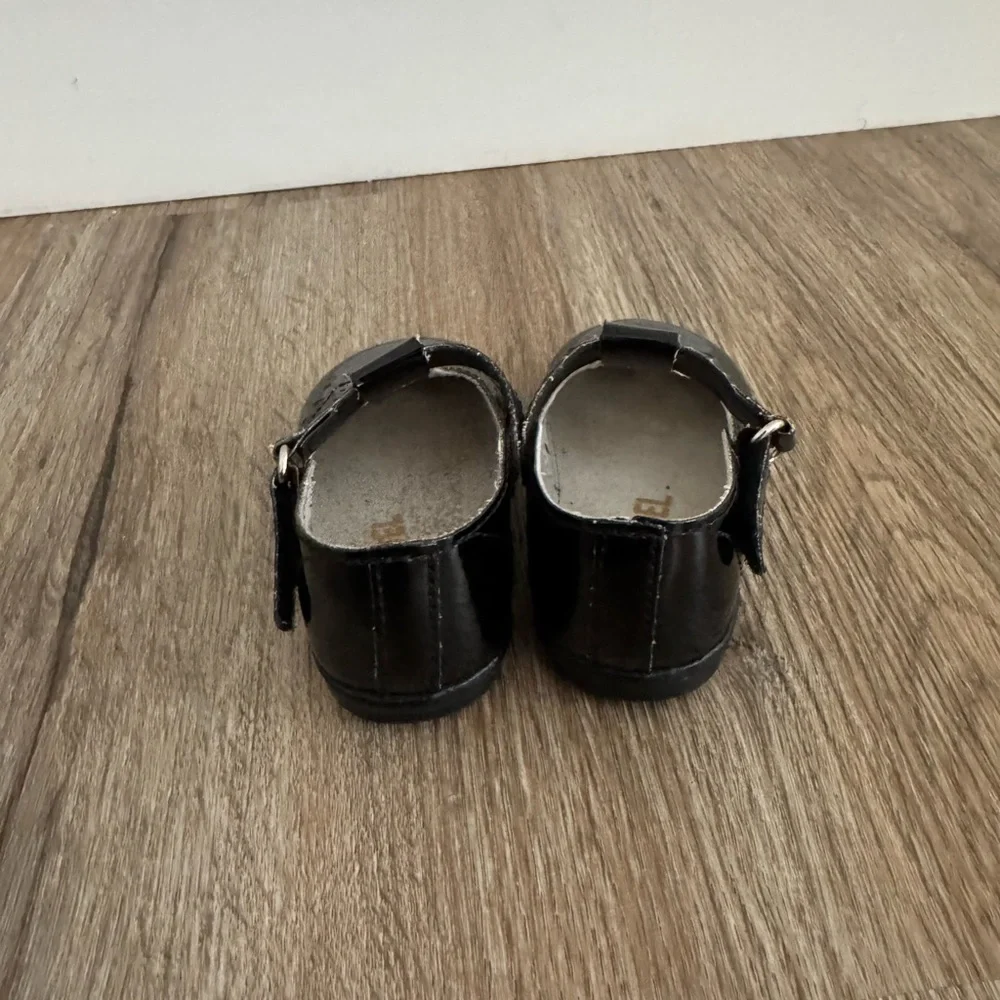 L'Amour Angel Black Patent Dress Shoes for Infants